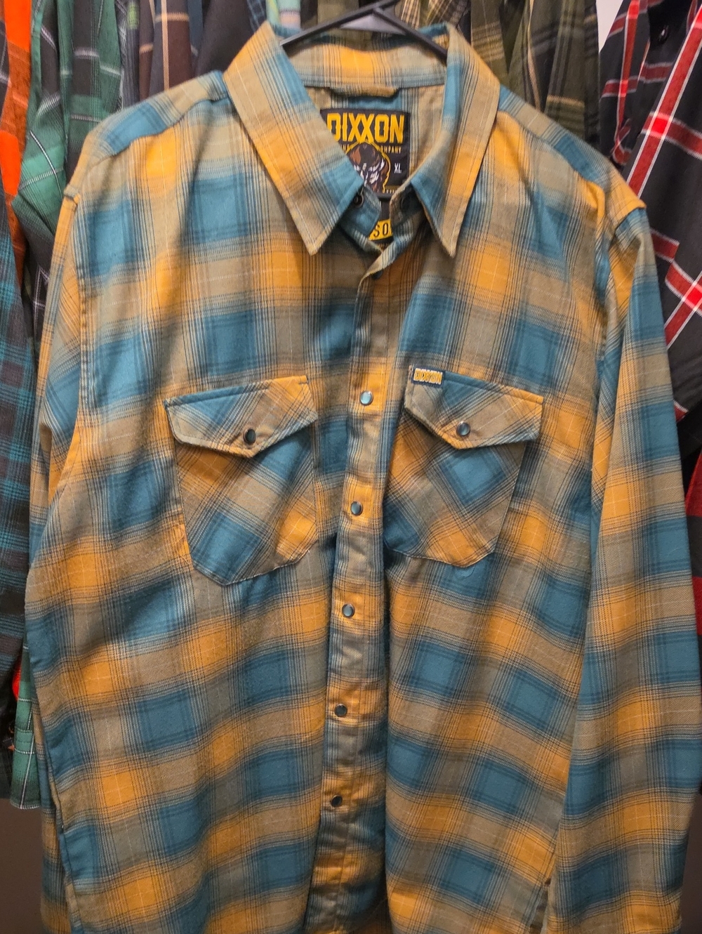 DIXXON The Bison Teal and Mustard Plaid Button-Down Shirt